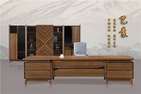總裁桌胡桃木實(shí)木大班臺(tái)辦公室家具新中式辦公桌