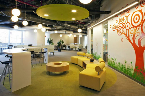 上海辦公家具設計——鮮亮綠色休閑區(qū)