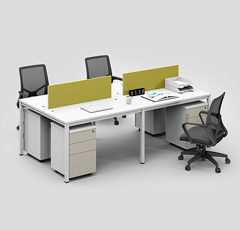 四人位職員辦公桌 4人卡位屏風(fēng)員工位 電腦桌工作位組合家具