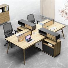 辦公桌椅組合電腦桌雙六6人簡(jiǎn)約現(xiàn)代屏風(fēng)工作位四人位4職員桌